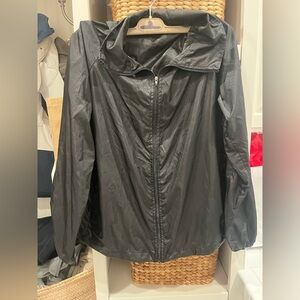 Dark Gray Utility Jacket with Hood and Lightweight‎ Water-Resistant Material